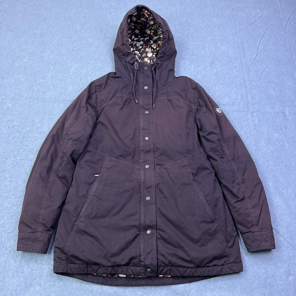 Kuhl Celeste Parka Womens Large Brown 800 Down Fill Jacket Hooded Waterfowl READ